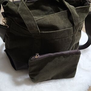 Martha Stewart Green Corduroy Travel Bags